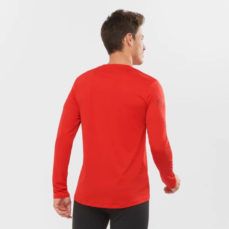 Salomon Agile Long Sleeve Men's T-Shirts Red | 268-LSBGWM