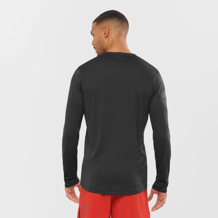 Salomon Agile Long Sleeve Men's T-Shirts Black | 675-FVWZIQ