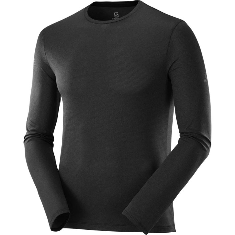 Salomon Agile Long Sleeve Men's T-Shirts Black | 675-FVWZIQ