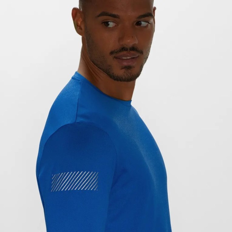 Salomon Agile Long Sleeve Men's T-Shirts Blue | 821-PVTHRD