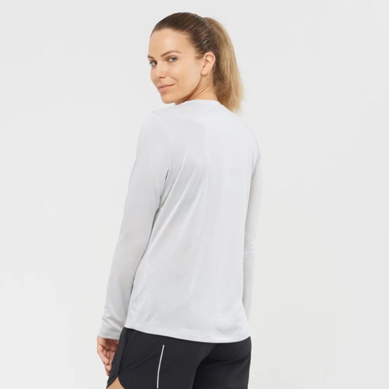 Salomon Agile Long Sleeve Women's T-Shirts White | 675-VDRNLB