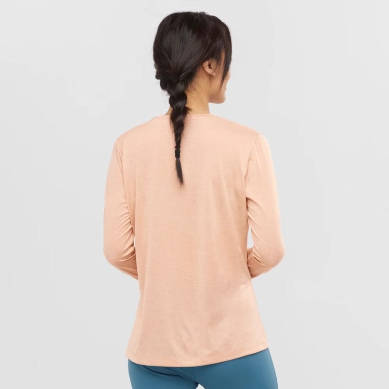 Salomon Agile Long Sleeve Women's T-Shirts Apricot | 890-PIDFSL