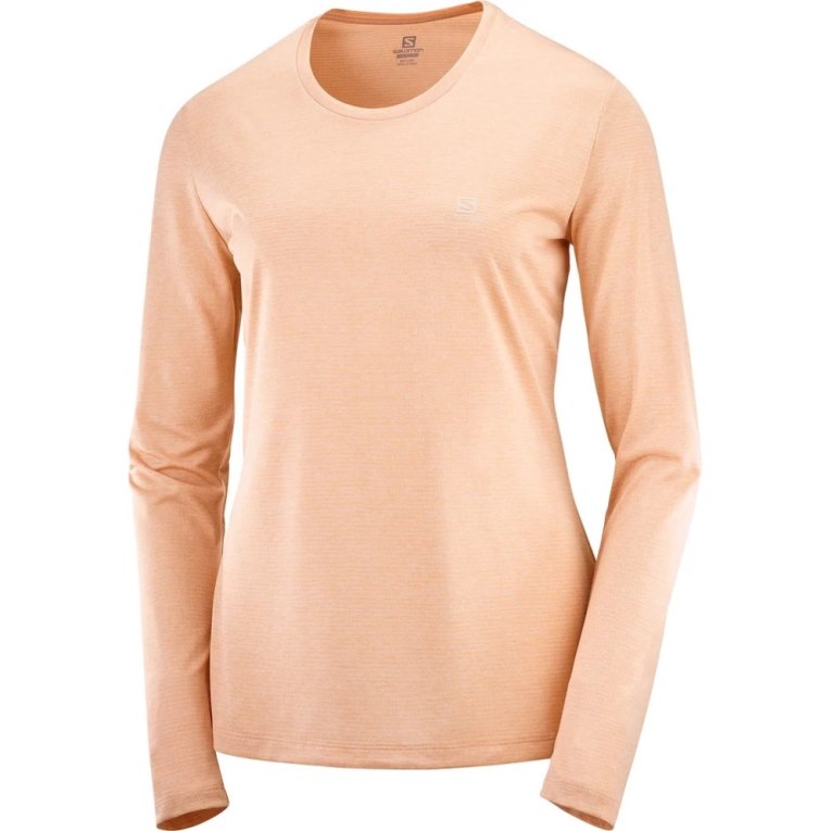 Salomon Agile Long Sleeve Women's T-Shirts Apricot | 890-PIDFSL