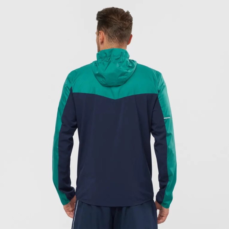 Salomon Agile Men's Windbreaker Green / Navy | 897-LPZRMJ