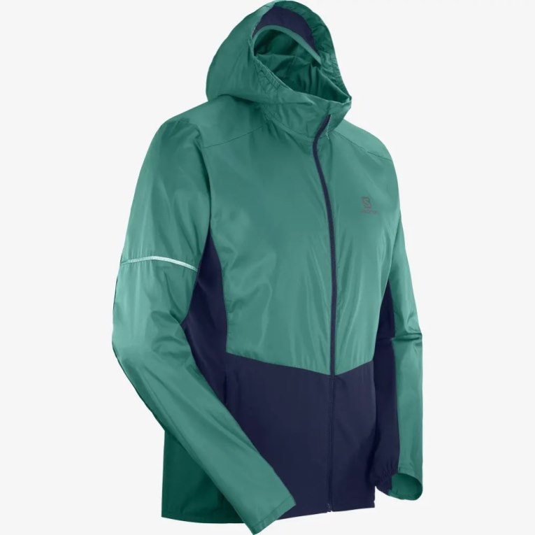 Salomon Agile Men's Windbreaker Green / Navy | 897-LPZRMJ