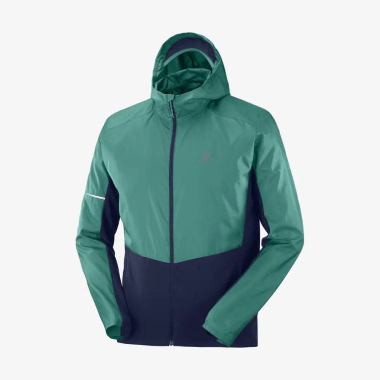 Salomon Agile Men's Windbreaker Green / Navy | 897-LPZRMJ