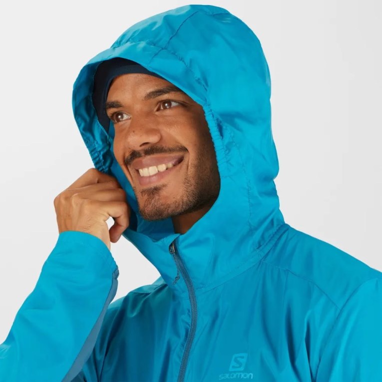 Salomon Agile Men's Windbreaker Turquoise | 463-IARZOM