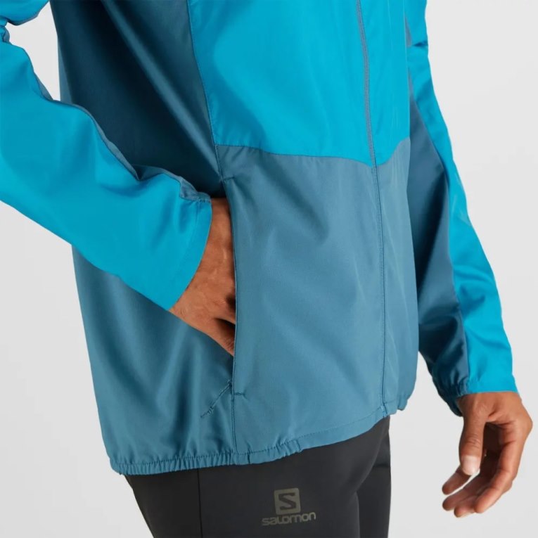 Salomon Agile Men's Windbreaker Turquoise | 463-IARZOM