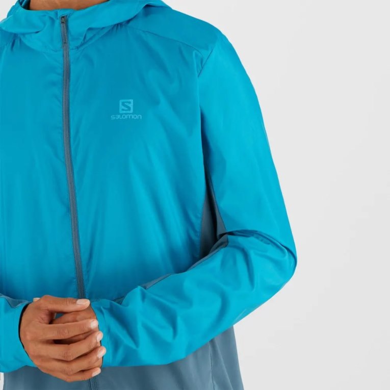 Salomon Agile Men's Windbreaker Turquoise | 463-IARZOM