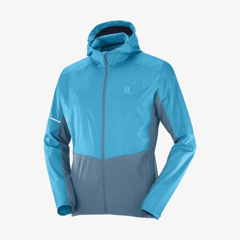 Salomon Agile Men's Windbreaker Turquoise | 463-IARZOM