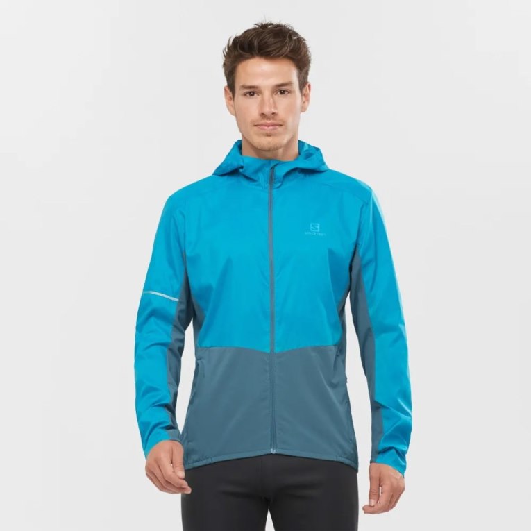 Salomon Agile Men\'s Windbreaker Turquoise | 463-IARZOM