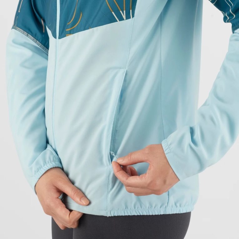 Salomon Agile Wind Women's Shell Jackets Turquoise | 924-IYNZMU