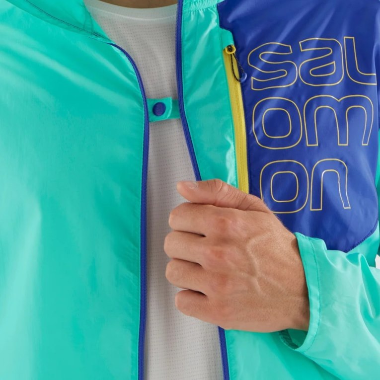 Salomon Bonatti Cross Men's Windbreaker Turquoise / Blue | 396-UFQIZN