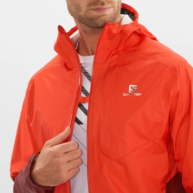 Salomon Bonatti Waterproof Men's Shell Jackets Red | 480-ULSPDZ