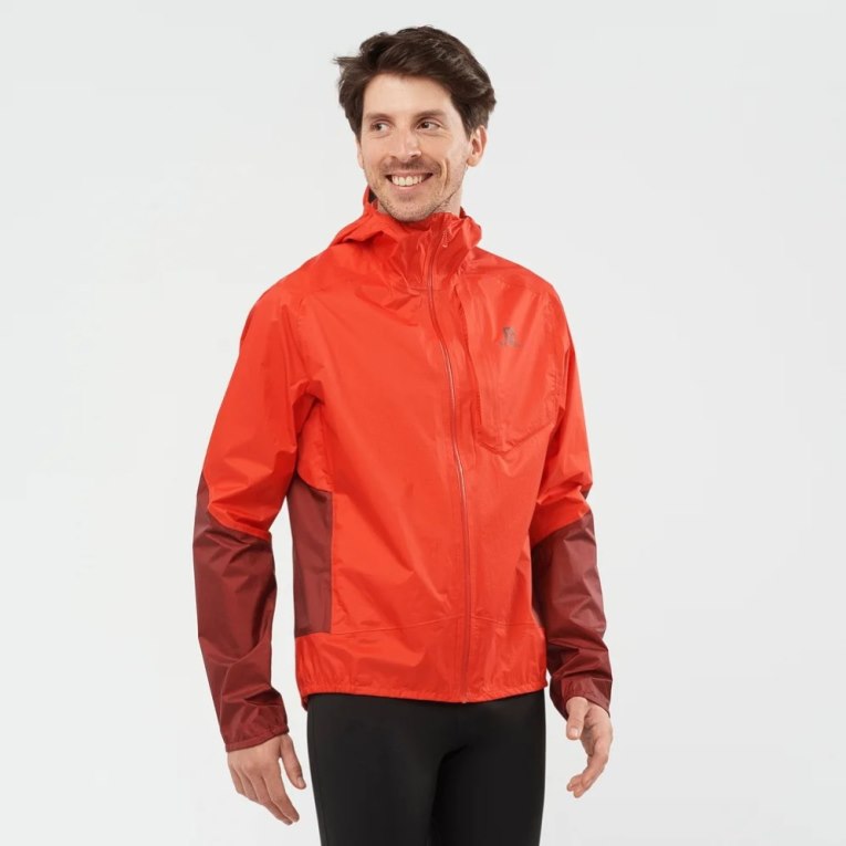 Salomon Bonatti Waterproof Men\'s Shell Jackets Red | 480-ULSPDZ