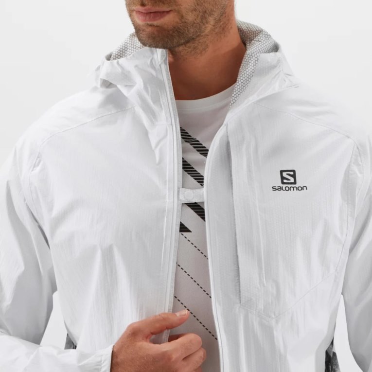 Salomon Bonatti Waterproof Men's Shell Jackets White | 720-NCBDZP