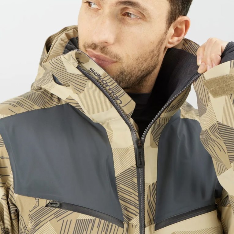 Salomon Brilliant Insulated Men's Ski Jackets Camo | 562-PBRFYK