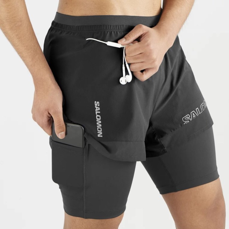 Salomon Cross 2in1 Men's Shorts Black | 079-AYGDNT