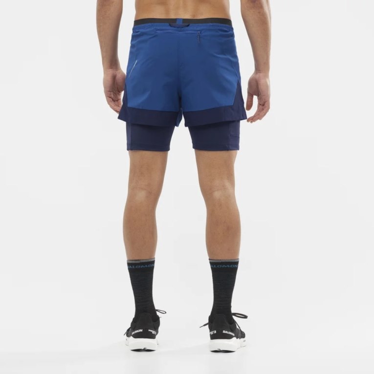 Salomon Cross 2in1 Men's Shorts Blue | 607-ORMGEJ