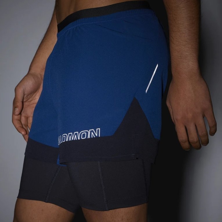 Salomon Cross 2in1 Men's Shorts Blue | 607-ORMGEJ