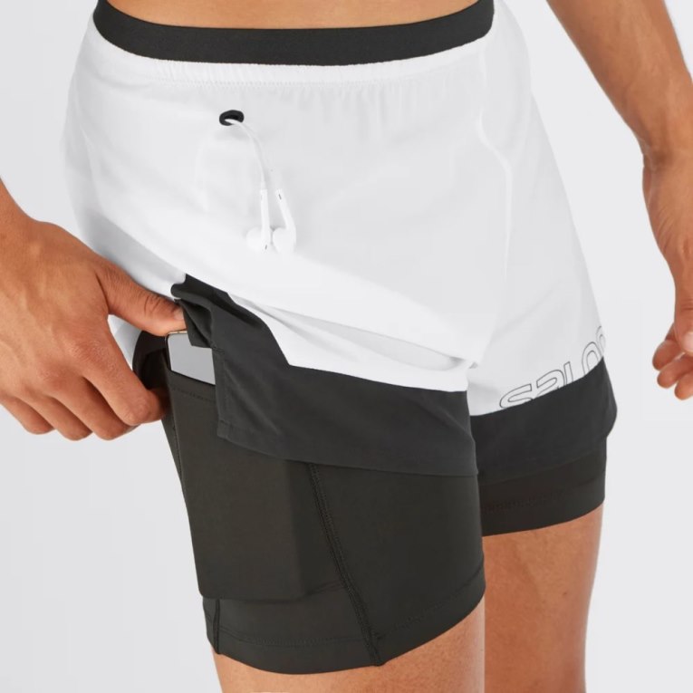 Salomon Cross 2in1 Men's Shorts White | 067-QXNHGP