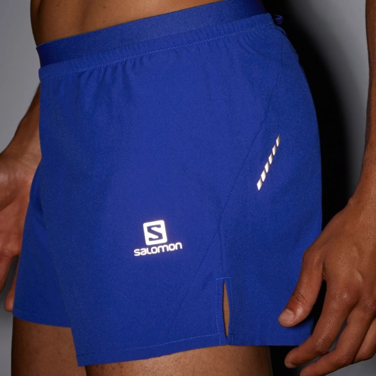 Salomon Cross 3'' Men's Shorts Blue | 912-KBSIDC