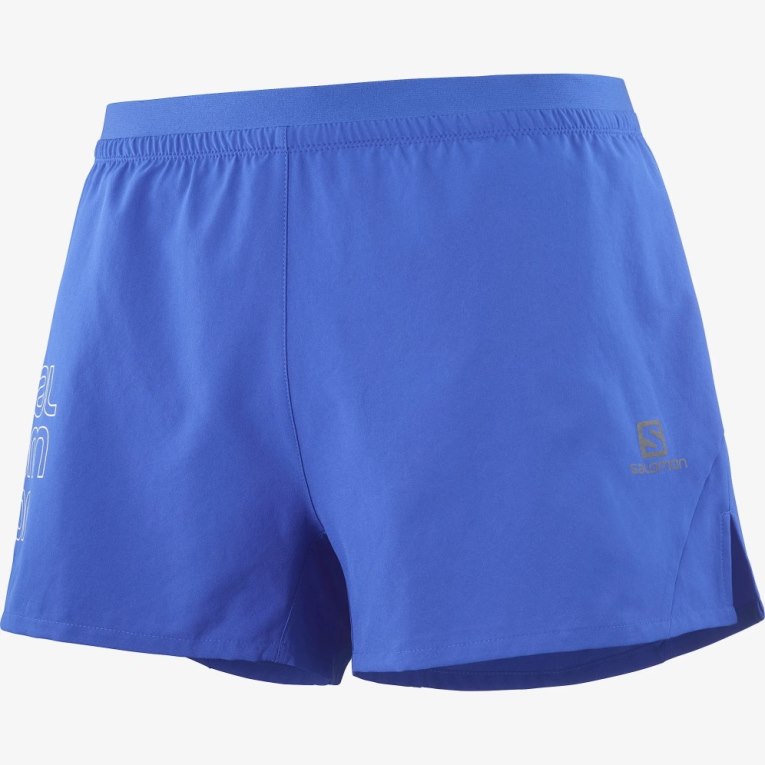 Salomon Cross 3'' Men's Shorts Blue | 912-KBSIDC