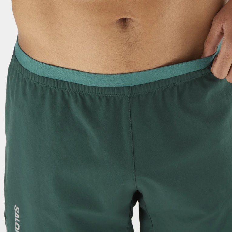 Salomon Cross 5'' Men's Shorts Green | 016-QBWPIC