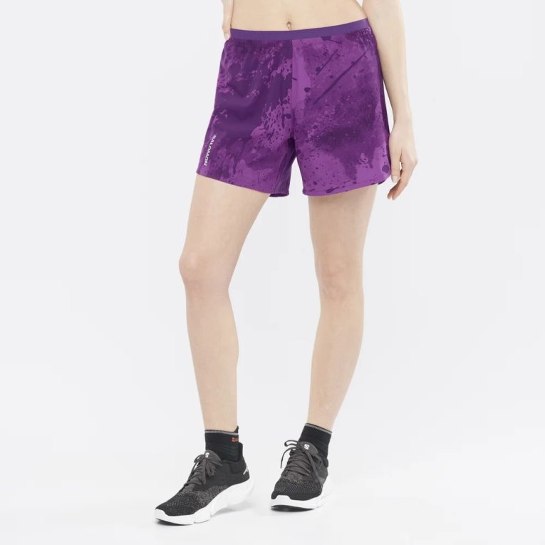 Salomon Cross 5\'\' Women\'s Running Shorts Purple | 240-VYHUEJ