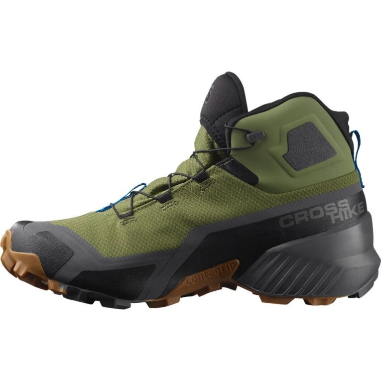 Salomon Cross Hike Mid GTX Men's Hiking Boots Olive | 174-PBSQOG