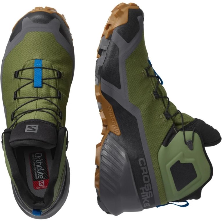 Salomon Cross Hike Mid GTX Men's Hiking Boots Olive | 174-PBSQOG