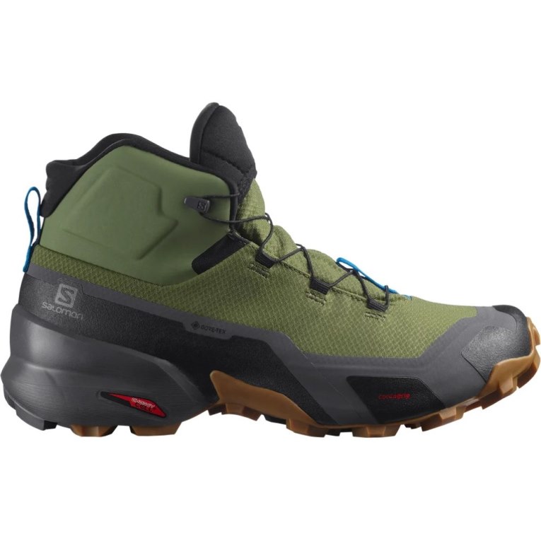 Salomon Cross Hike Mid GTX Men\'s Hiking Boots Olive | 174-PBSQOG