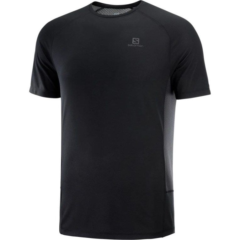 Salomon Cross Rebel Short Sleeve Men's T-Shirts Black | 057-VCPSZU