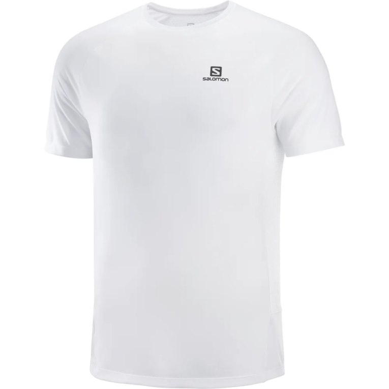 Salomon Cross Rebel Short Sleeve Men's T-Shirts White | 165-GQUJFK