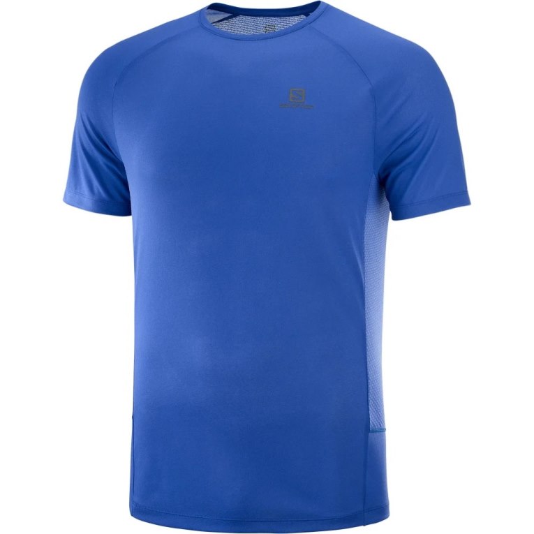 Salomon Cross Rebel Short Sleeve Men's T-Shirts Blue | 943-VTWRKS