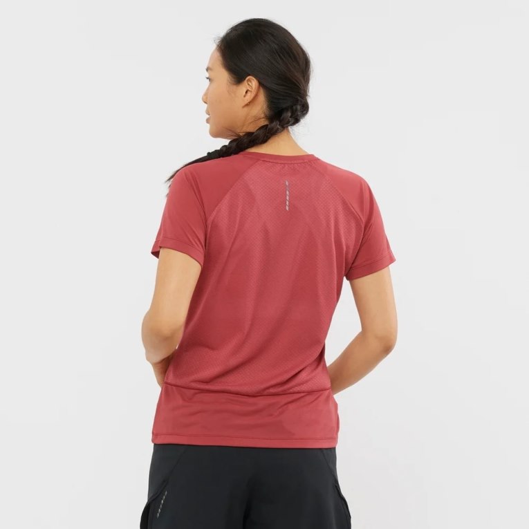 Salomon Cross Rebel Short Sleeve Women's T-Shirts Red | 452-CDBLSH