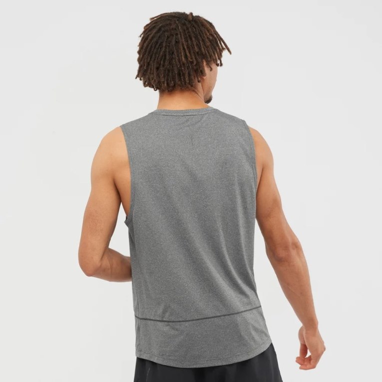 Salomon Cross Run Graphic Men's Tanks Dark Grey | 473-OVIRMW