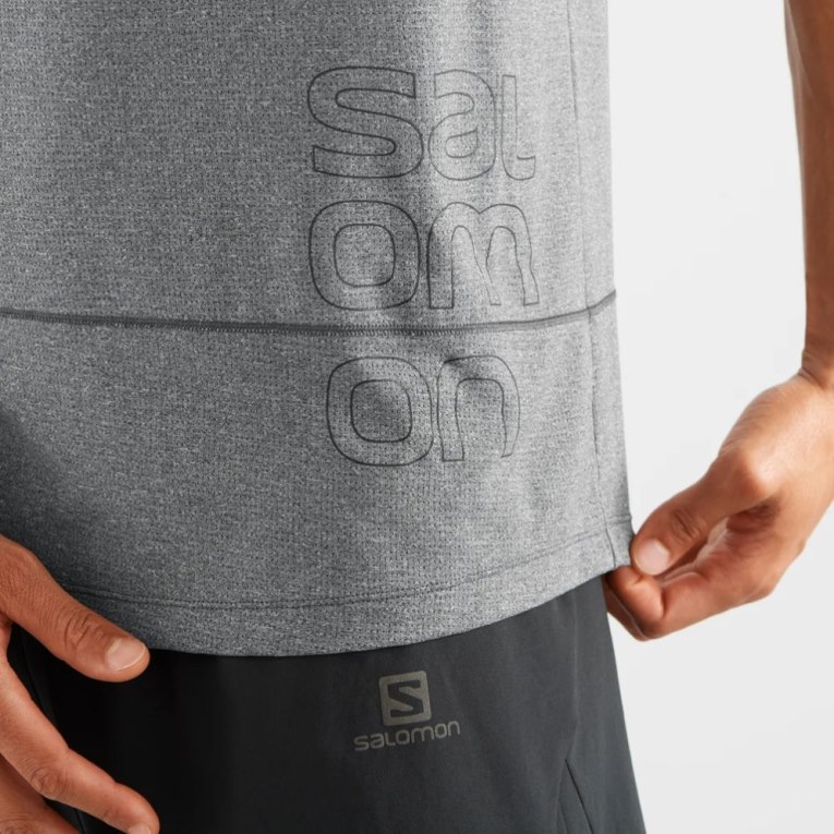 Salomon Cross Run Graphic Men's Tanks Dark Grey | 473-OVIRMW