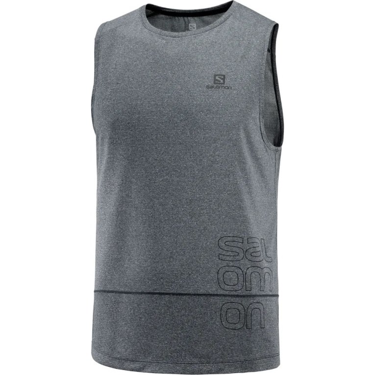 Salomon Cross Run Graphic Men's Tanks Dark Grey | 473-OVIRMW