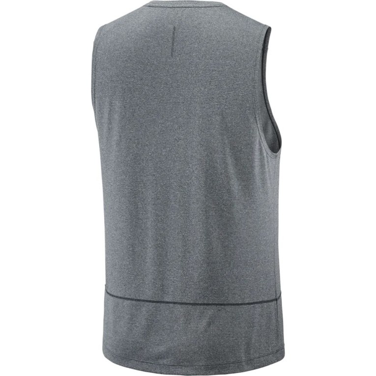 Salomon Cross Run Graphic Men's Tanks Dark Grey | 473-OVIRMW