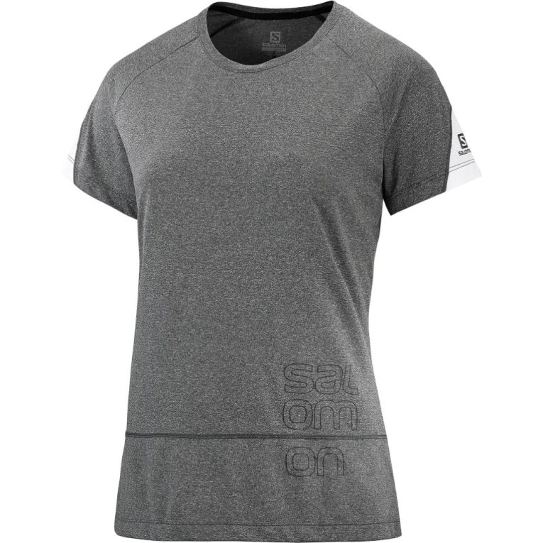 Salomon Cross Run Graphic Short Sleeve Women's T-Shirts Dark Grey | 325-ICTXLU