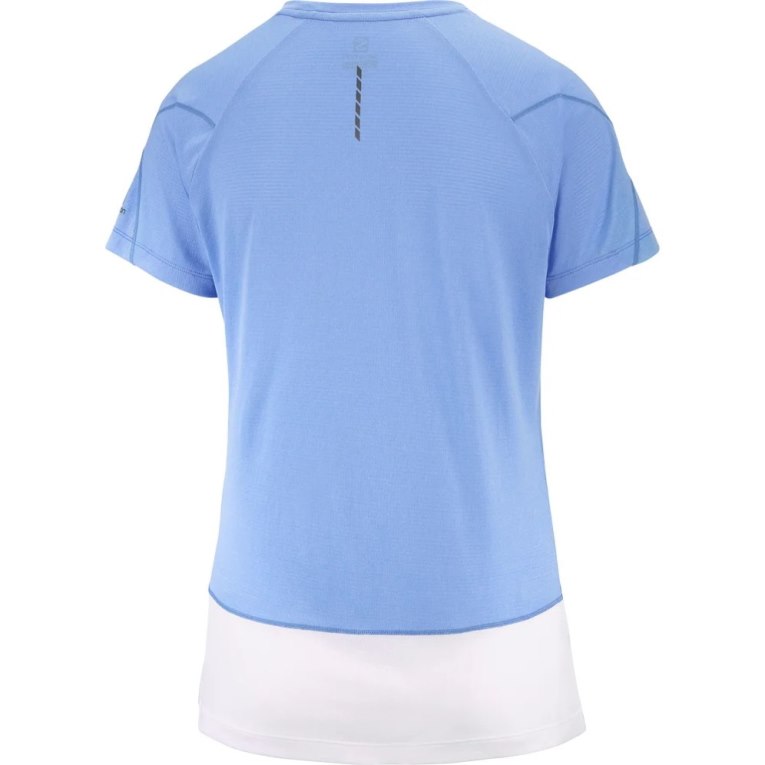 Salomon Cross Run Graphic Short Sleeve Women's T-Shirts Light Blue | 362-KQDEPX