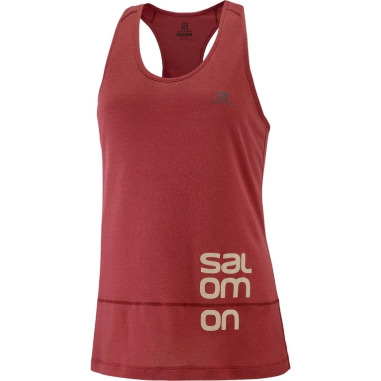 Salomon Cross Run Graphic Women's Tanks Red | 394-QKMDZR