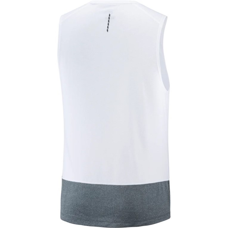 Salomon Cross Run Men's Tanks White / Grey | 235-ROESBQ