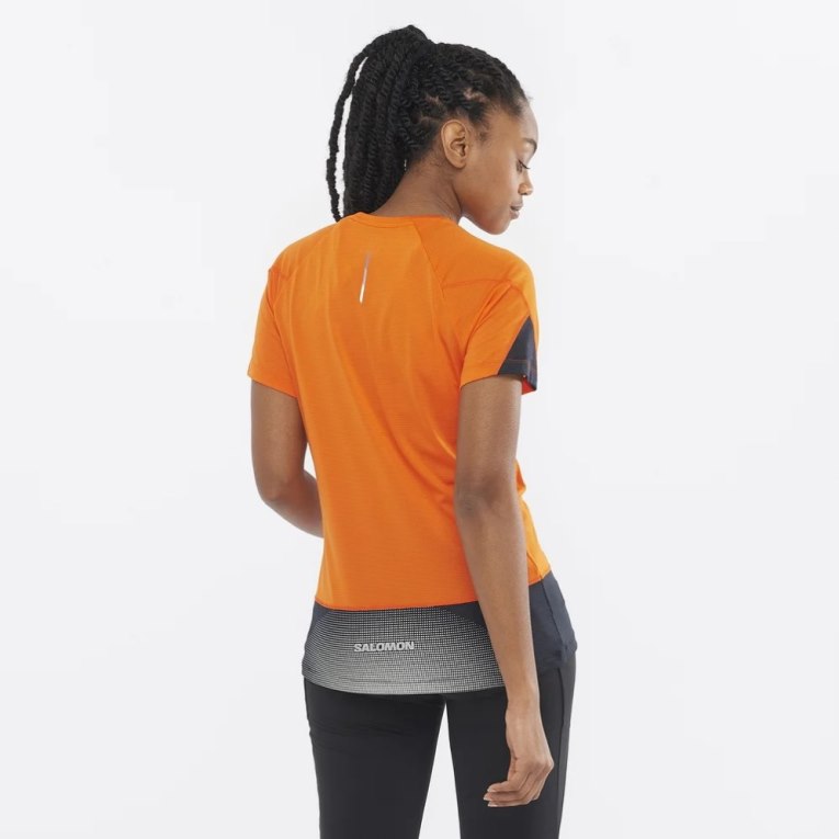 Salomon Cross Run Short Sleeve Women's T-Shirts Orange | 051-KTXIPQ