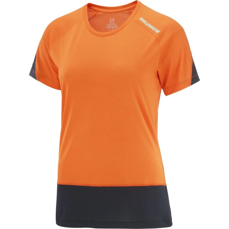 Salomon Cross Run Short Sleeve Women's T-Shirts Orange | 051-KTXIPQ