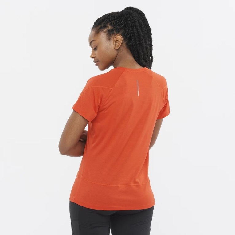 Salomon Cross Run Short Sleeve Women's T-Shirts Coral | 098-AGMQZU