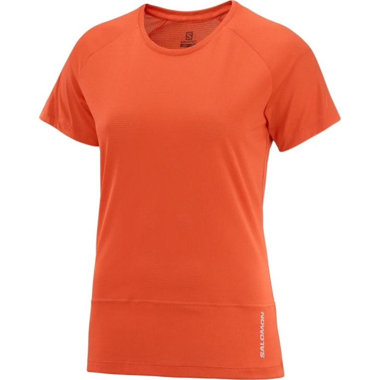 Salomon Cross Run Short Sleeve Women's T-Shirts Coral | 098-AGMQZU