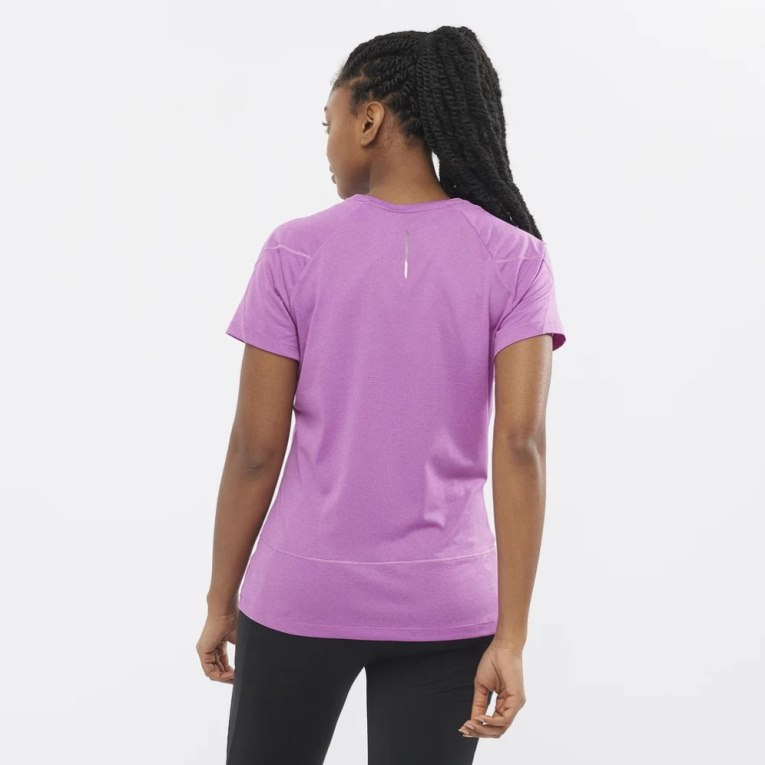 Salomon Cross Run Short Sleeve Women's T-Shirts Lavender | 438-REBDSG