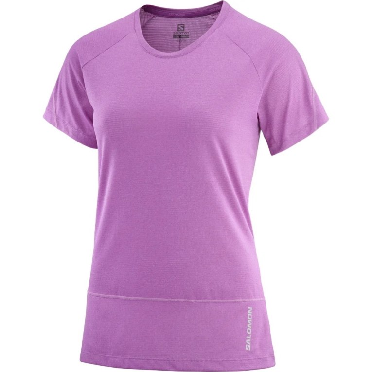 Salomon Cross Run Short Sleeve Women's T-Shirts Lavender | 438-REBDSG